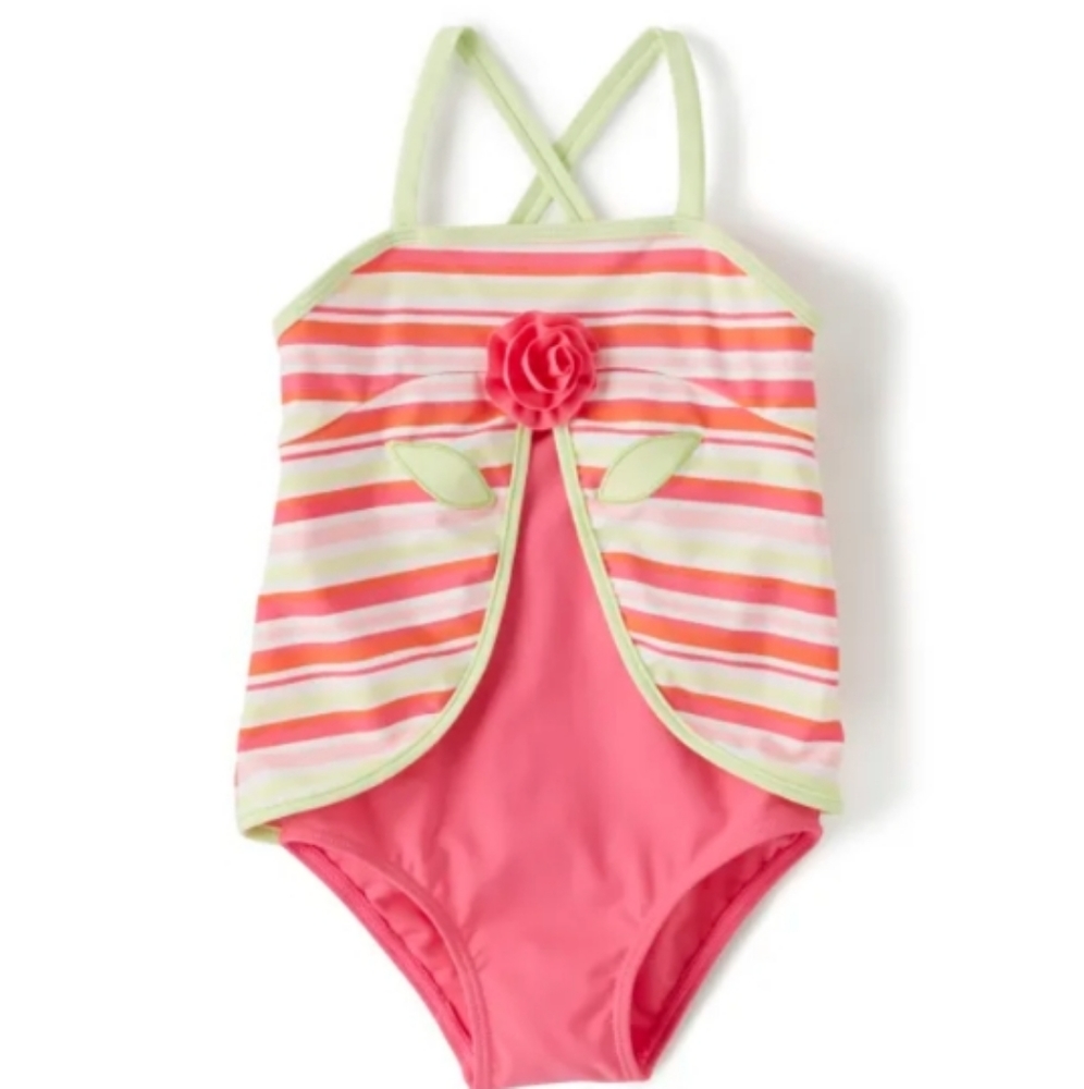 Girls Striped One Piece Swimsuit - Fairy Blossom